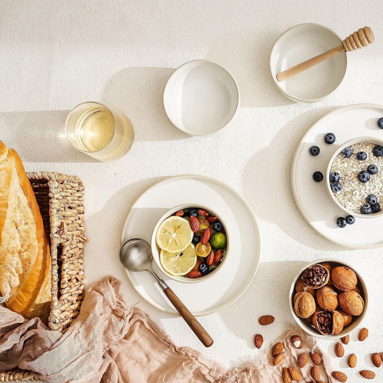 S&Q'S Ceramics Ceramic Small Bowls for Kitchen, Set of 6, 10 Ounces Small Ceramic Bowls for Condiments, Dipping, Side Dishes (Glazed Matte Off-White), (TSW) image number 4