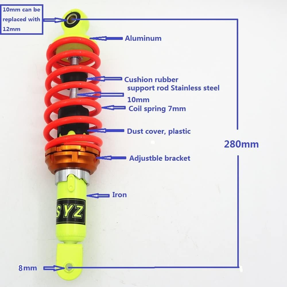 280Mm Motorcycle Rear Suspension Shock Absorber for Honda Yamaha Vespa Piaggio Etc 50Cc 100Cc 125Cc Scooter Universal image number 2