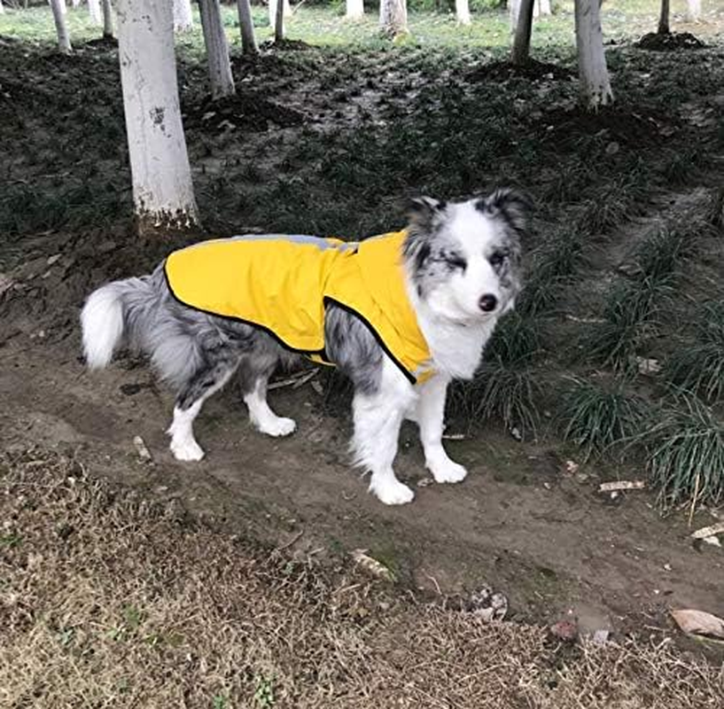Dog Rain Coat with Waterproof Dog Clothes Dog Jacket, Pet Hoodie with Lightweight Reflective Strip Rain Dog Rain Coat Hooded Slicker (Yellow, X-Large)