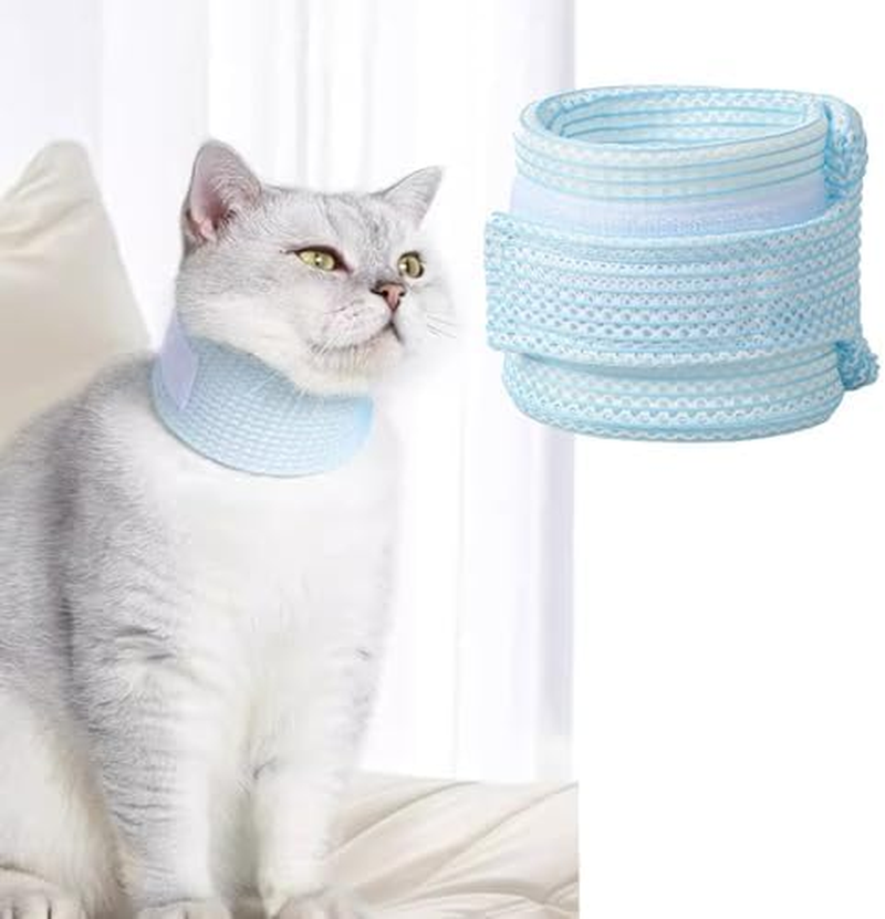 Cat Neck Brace Cover - Breathable & Adjustable Elizabethan Collar for Post-Surgery Recovery Anti-Scratch Anti-Lick Protection, Cervical Cone for Small Medium Large Dogs Puppies Kittens (Medium,Blue) image number 3