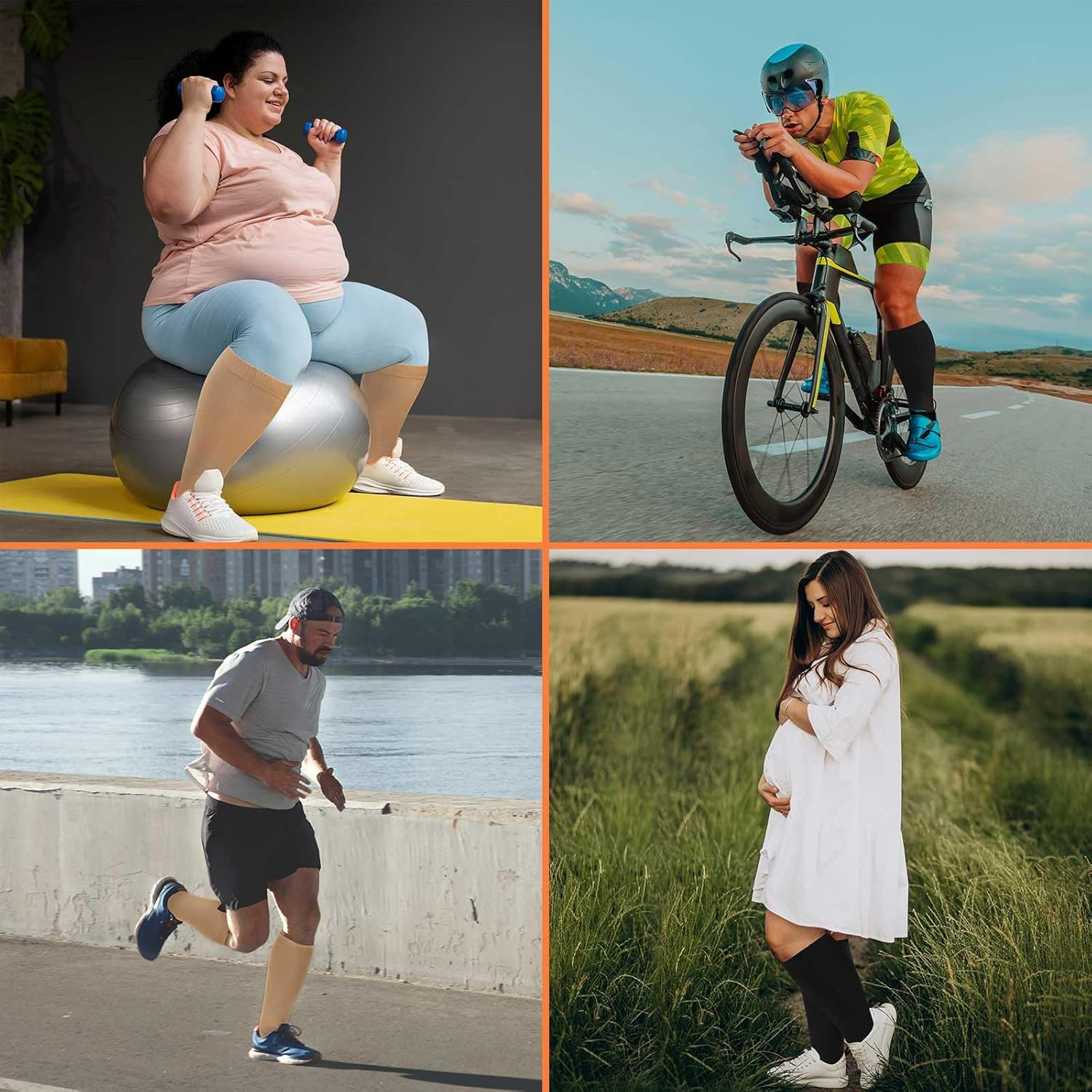 Plus Size Compression Socks: Wide Calf Compression Stockings for Men Women - up to 7X Large 20-30 Mmhg Compression Hose for Pregnancy Travel Running Nurses image number 2