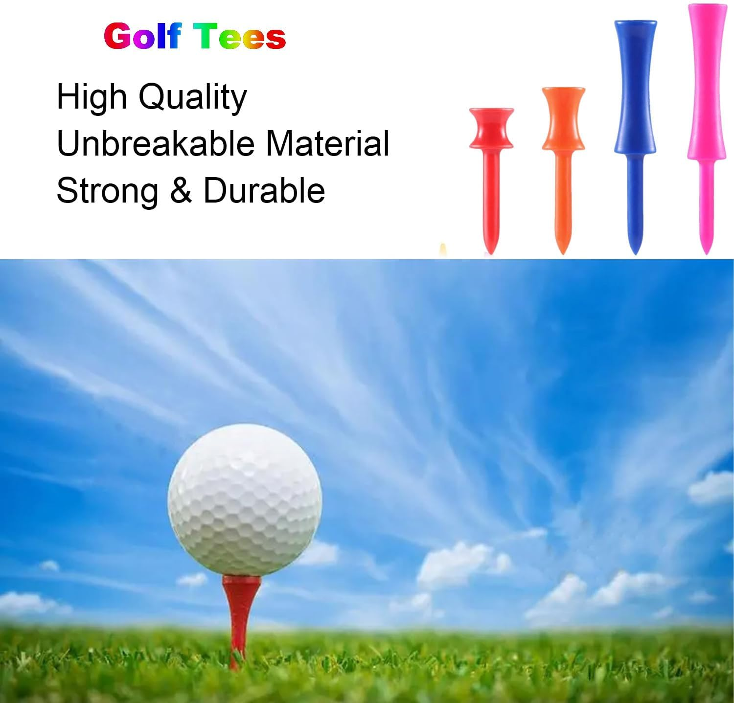 WADY 80Pcs Golf Tees, Golf Tee, 4 Colors Golf Step down Tees, Double Deck 4 Sizes Golf Step Tees Plastic Golf Tees Kit Golf Castle Tees for Indoor Outdoor Home Golf Training image number 2