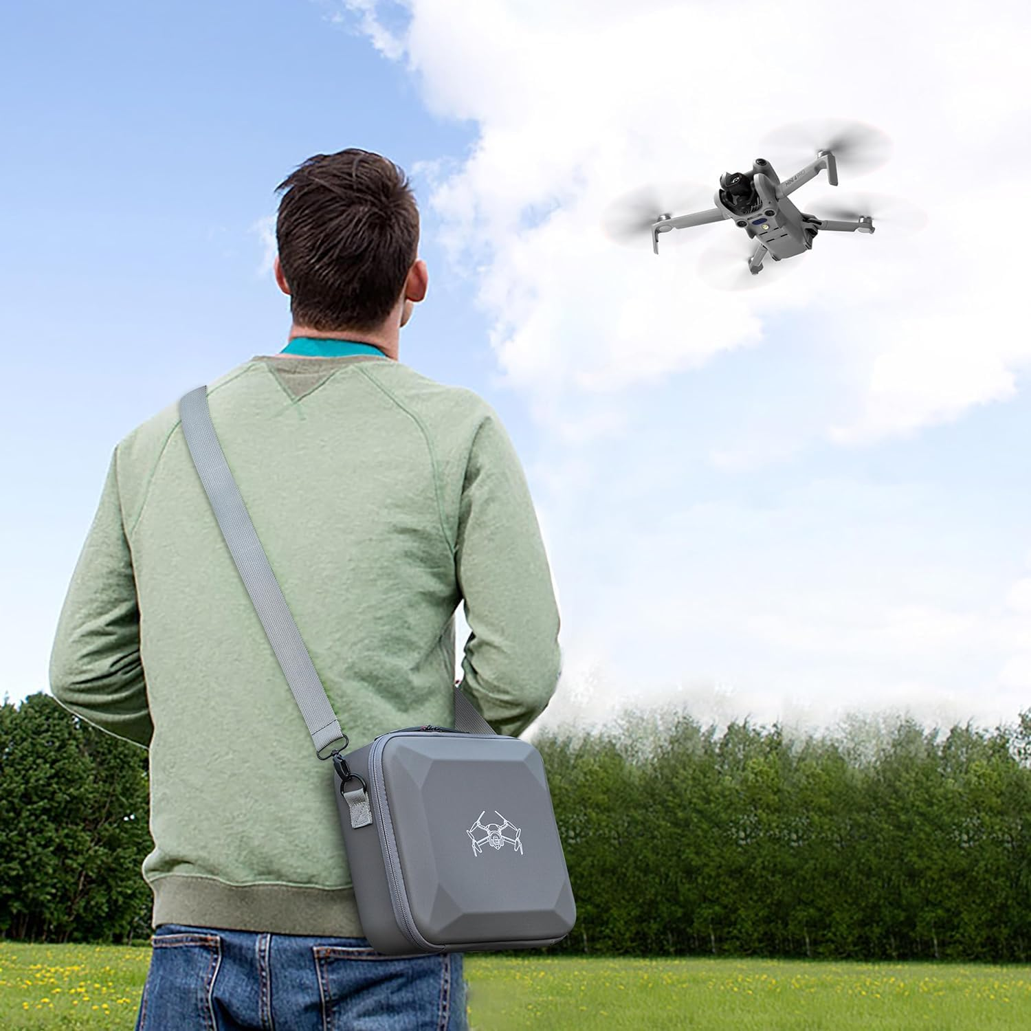 Tomat Mini 4 Pro Case, Portable PU Leather Storage Shoulder Bag for DJI Mini 4 Pro Fly More Combo Accessories（Rc 2 Controller Compatible with Three Batteries image number 6