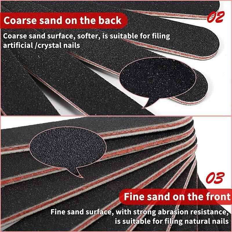 Nail Files Professional 100/180 Grit Nail File Art Pedicure Manicure Pedicure, UV Gel & Acrylic Nail Prep, Home and Salon Use image number 4