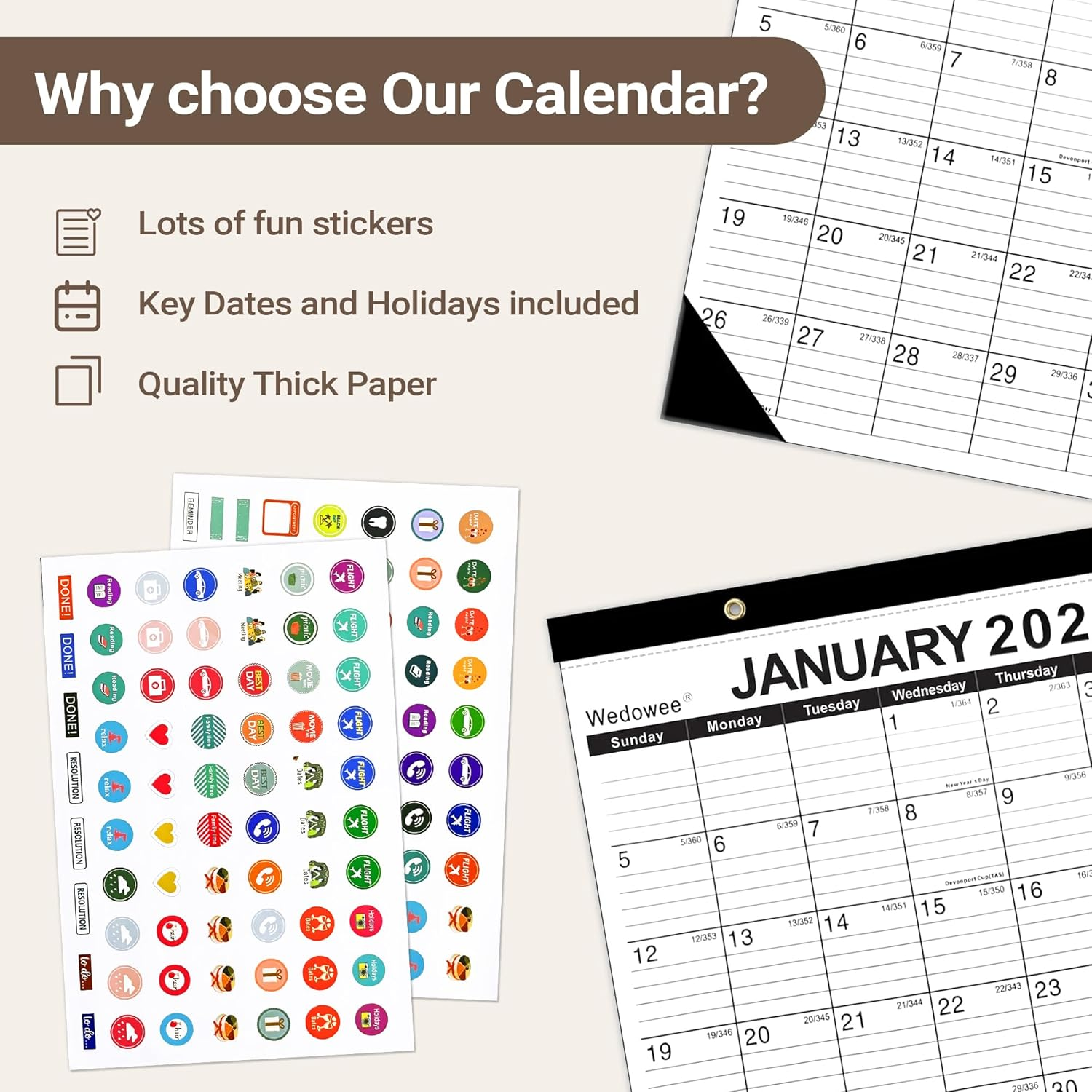 Wall Calendar 2025-2026 with Holiday Reminder, 18 Months Desk Calendar Runs from January 2025 to June 2026 - Large Desktop/Wall Monthly Calendar Planner for Home School, or Office Daliy Plan 43 X 30Cm