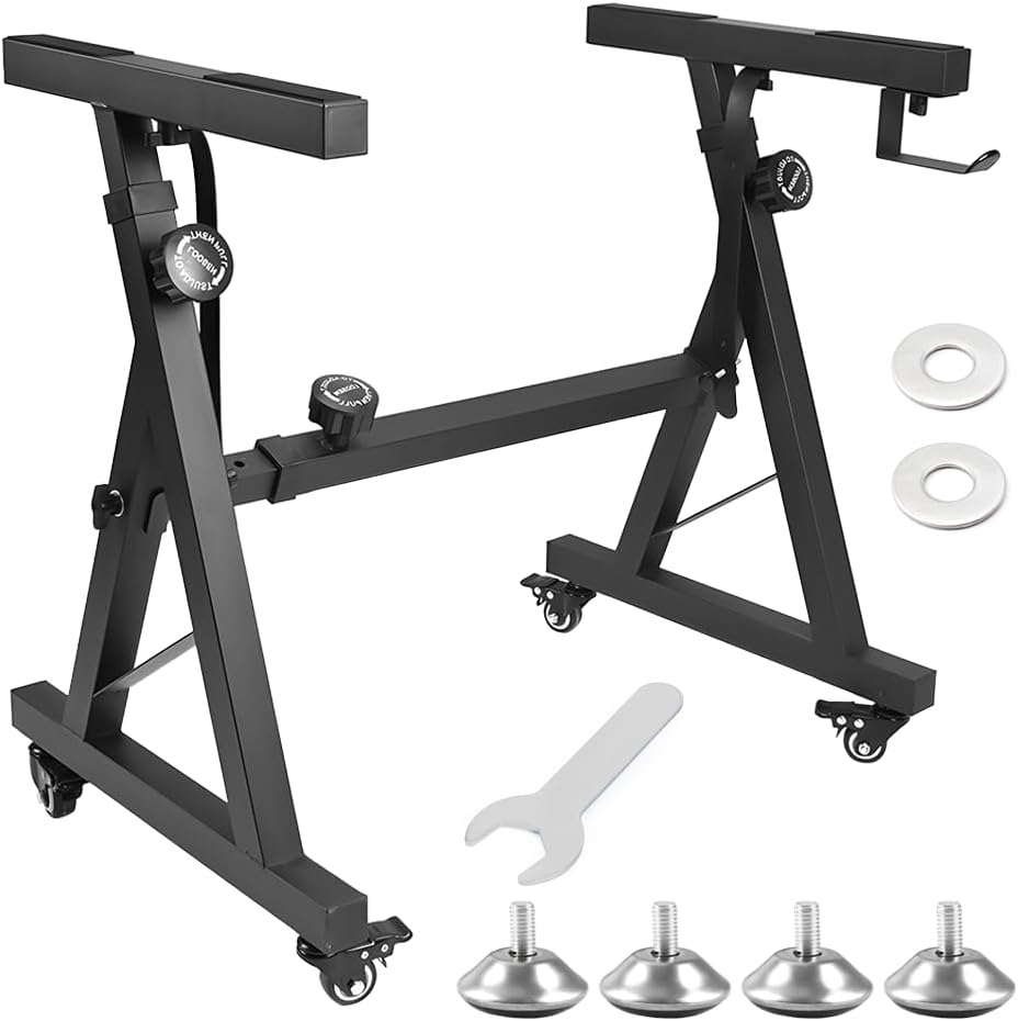 ALSTON Piano Keyboard Z Stand with Wheels Portable Heavy-Duty Piano Keyboard Stand, Music Electronic Keyboard Stand Adjustable Height 60 to 93CM Width 56-100CM, Fits 54-88 Key Electric Pianos