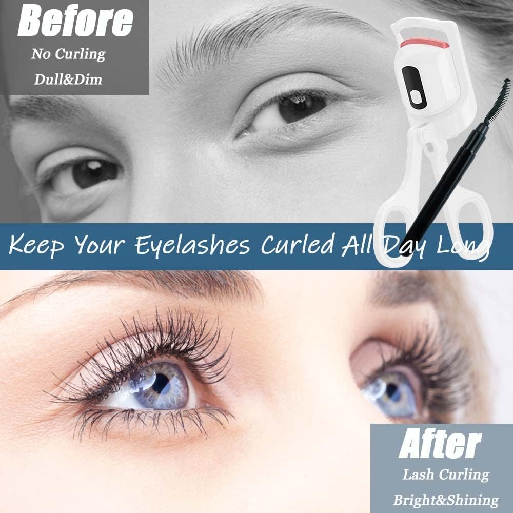 Heated Eyelash Curler, Vvallis Electric Eyelash Curlers with Eyelash Brush, Rechargeable Eyelash Heated Curler, Eyelash Curler Kit for Natural Curling with 3 Heating Modes&hellip; (Pearl White) image number 4