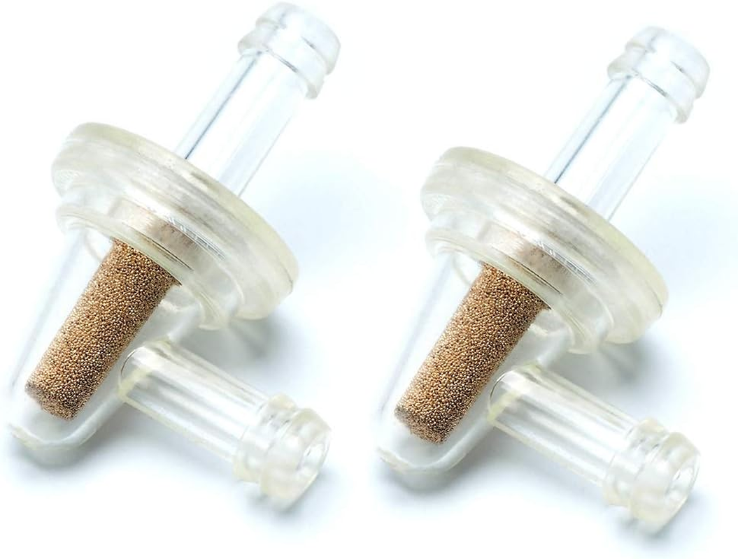 Inline Fuel Filter - Universal Small 90 Degree Fuel Filters (Pack of 2) for 1/4 Fuel Line Gas Engine Motorcycle Bike Scooter ATV Quads