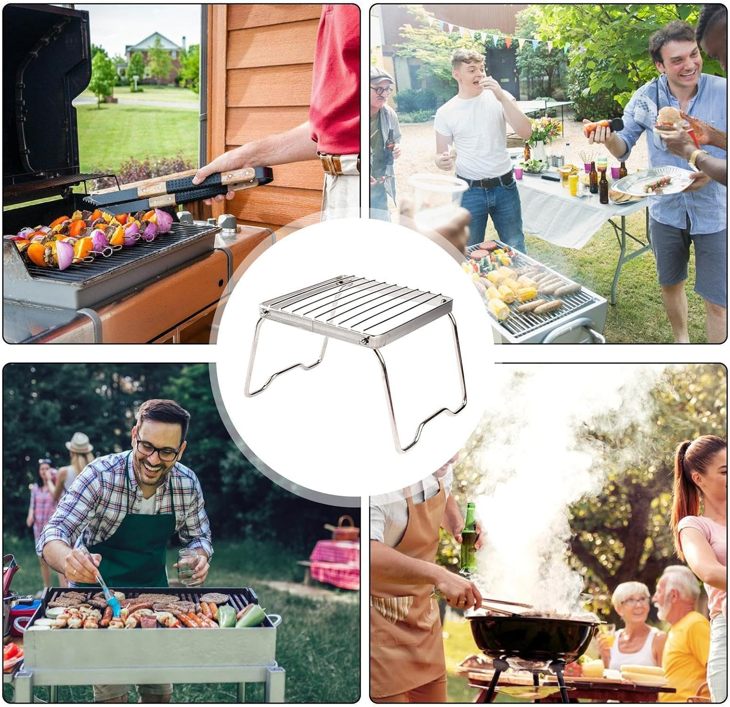 Folding Camp Fire Grills,Camp Fire Grill with Folding Design | Portable Camping Grill Cooking Equipment BBQ Grill Grate Camping Cooking Accessories for Backpacking, Hiking image number 4