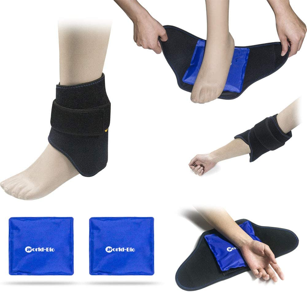 WORLD-BIO Ankle Gel Ice Pack for Pain Sprained Ankle Plantar Fasciitis, Hot Cold Therapy Reusable Adjustable Perfect for Achilles Tendonitis, Sprains, Swollen Foot, Muscle Pain Relief - 2 Pack image number 6
