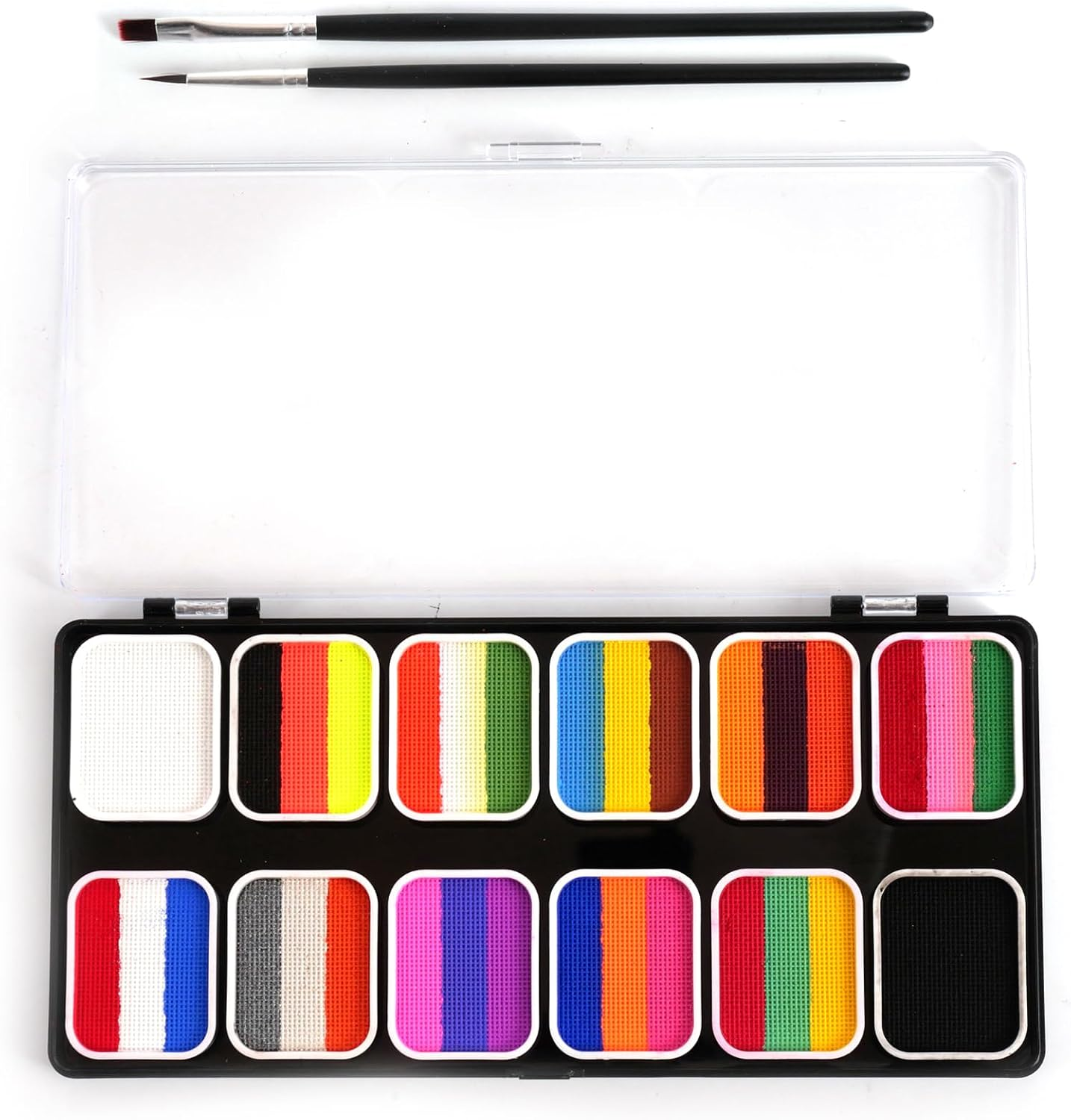 32 Colors Painting Kit Face Paints Washable Body Paint with 2 Brushes Art Makeup Palette image number 3