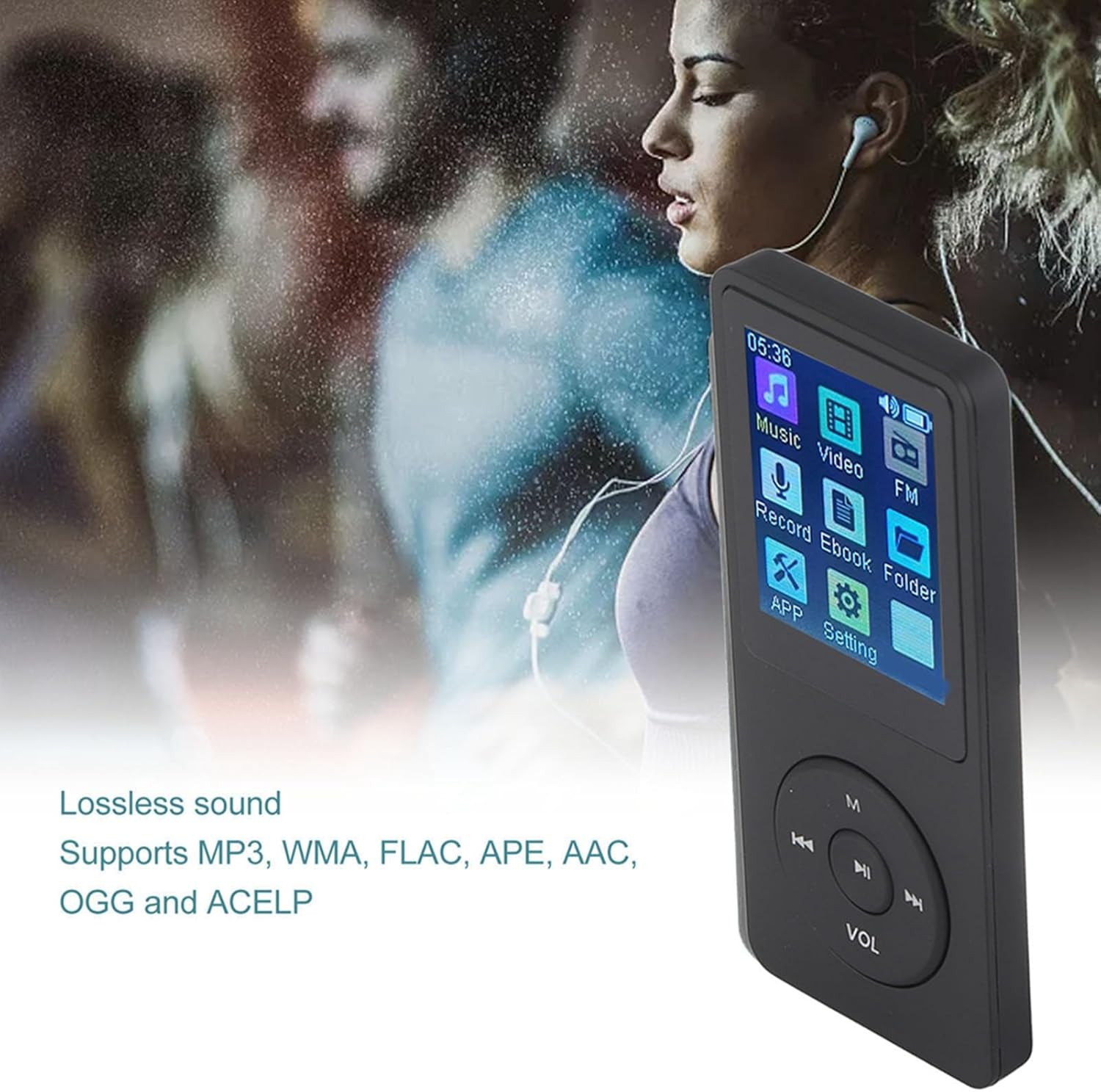 Mp3 Player MP4 Player, Ultra Thin 1.8 Inch LCD Portable Lossless Mp3 Music Player with HD Speaker, FM Radio, Voice Recorder and E Book, MP4 Player with Earphone for Kids Adults (Black)