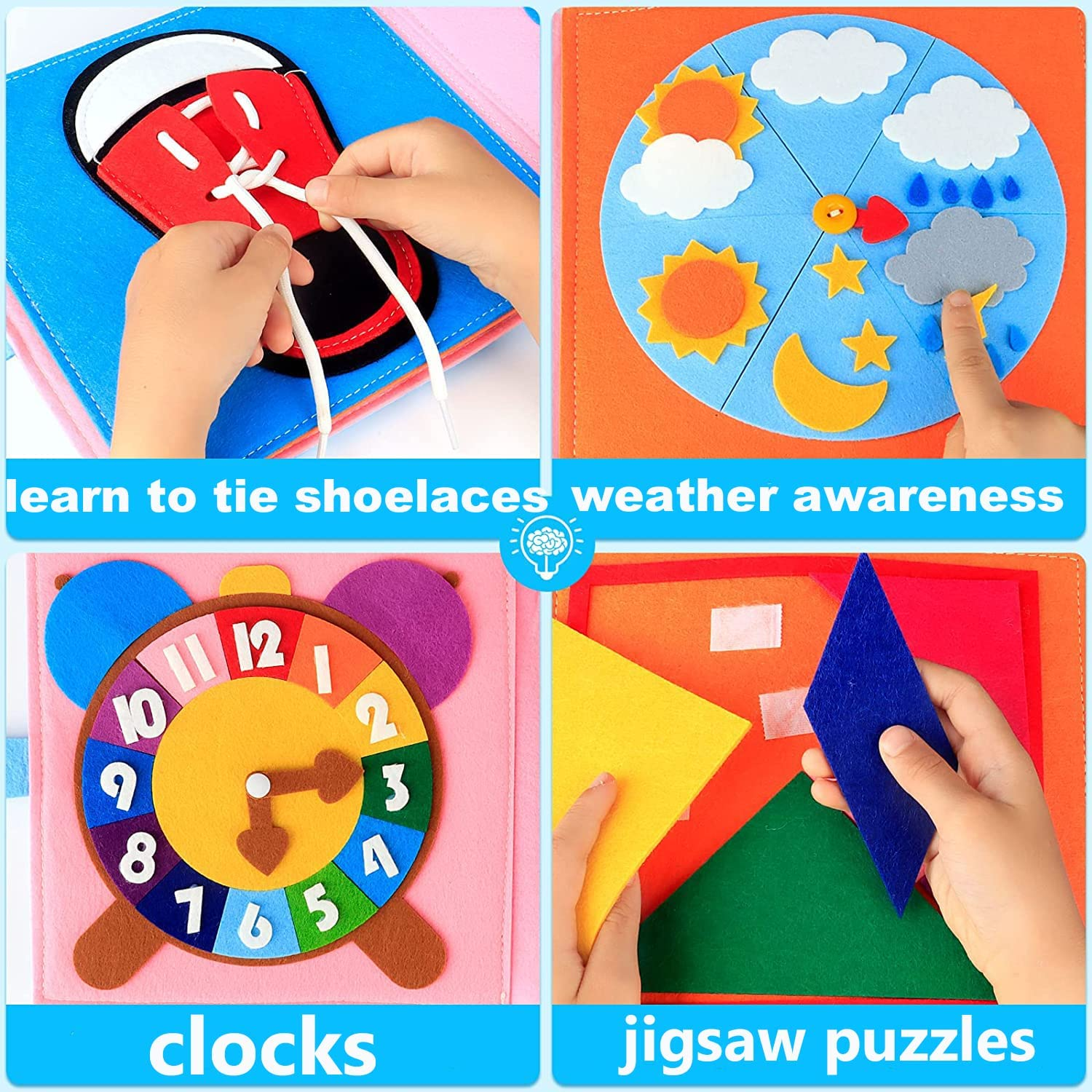 Quiet Book, Kidsmontessori Busy Book for Toddlers Kids 1 2 3 4 to Develop Learning Basic Skills Preschool Learning Activities Educational Sensory Travel Toys, Soft Fabric Quiet Books for Children image number 1