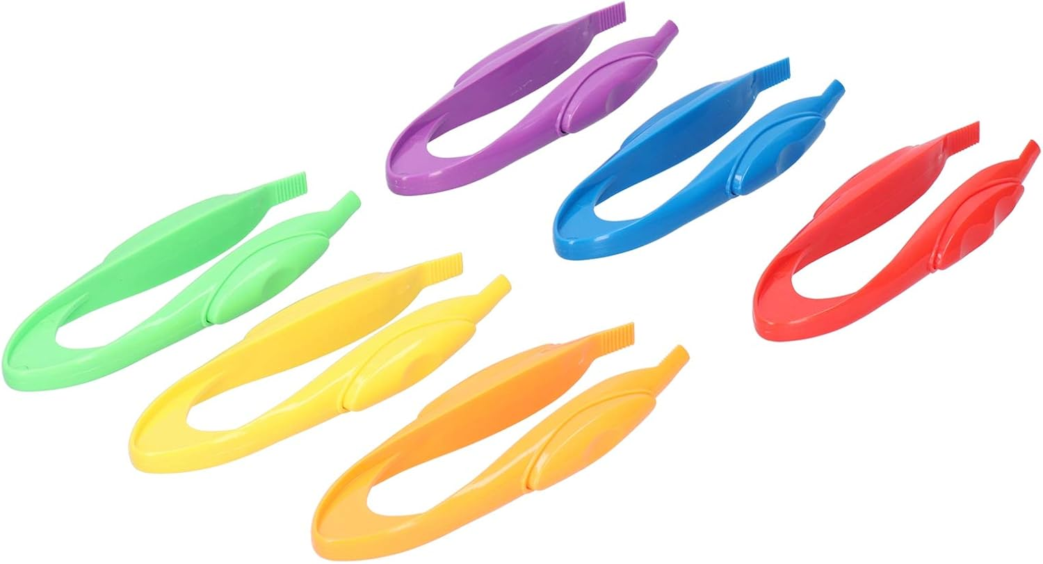 Joyzan Kids Tweezers, Plastic, Ergonomic, Colorful, 6 Pcs, Outdoor Exploration, Fine Motor Skill Development image number 2