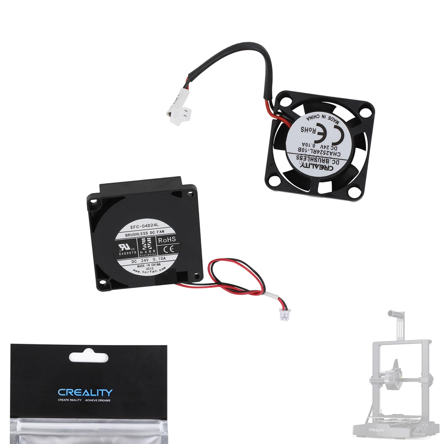 Creality Ender-3 V3 SE Fan 24V Set (2PCS) - 2510 Axial Fan and 4010 Part Cooling Fan for 3D Printer image number 1