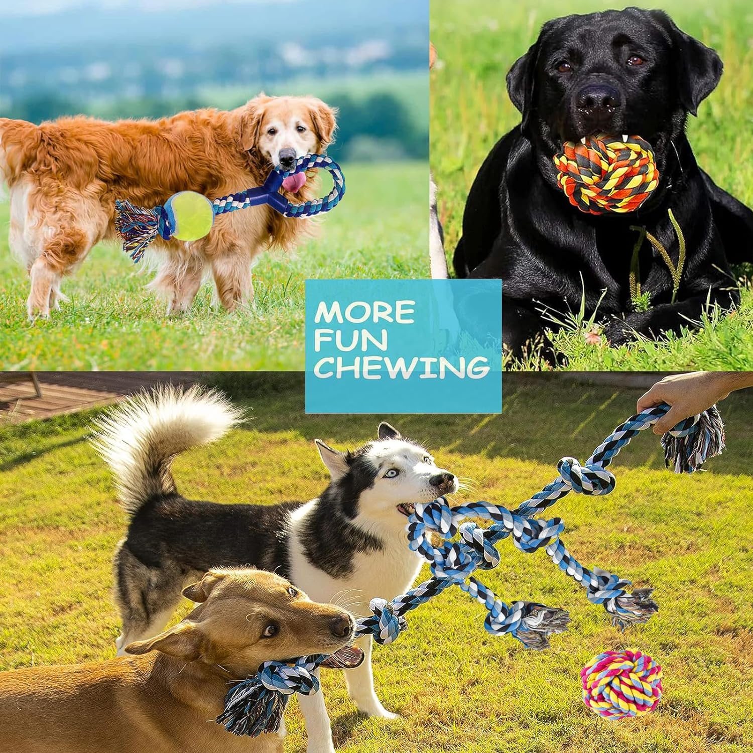 Dog Rope Toys,Dog Toys for Aggressive Chewers, 5Pcs Indestructible Dog Chew Toys for Medium to Large,Cotton Rope Heavy Duty Dog Teething Chew Toy,Tug of War Indoor Outdoor Interactive Dog Toys