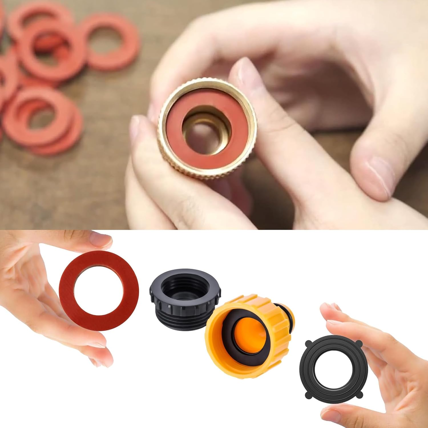 100Pcs Garden Hose Washer Rubber, Heavy Duty Rubber Washer Fit All Standard 3/4 Inch Garden Hose and Water Faucet Fittings (Black) - Red image number 3