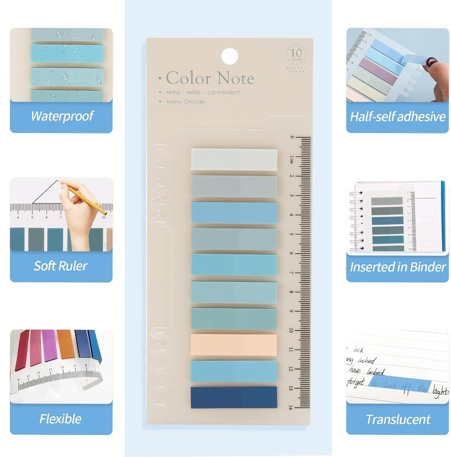 1600Pcs Sticky Tabs for Annotating Books, Clear Sticky Notes for Binders, Page Markers for Notebooks, Multi-Colored Writable and Repositionable Book Flags Strip Index Tabs image number 3