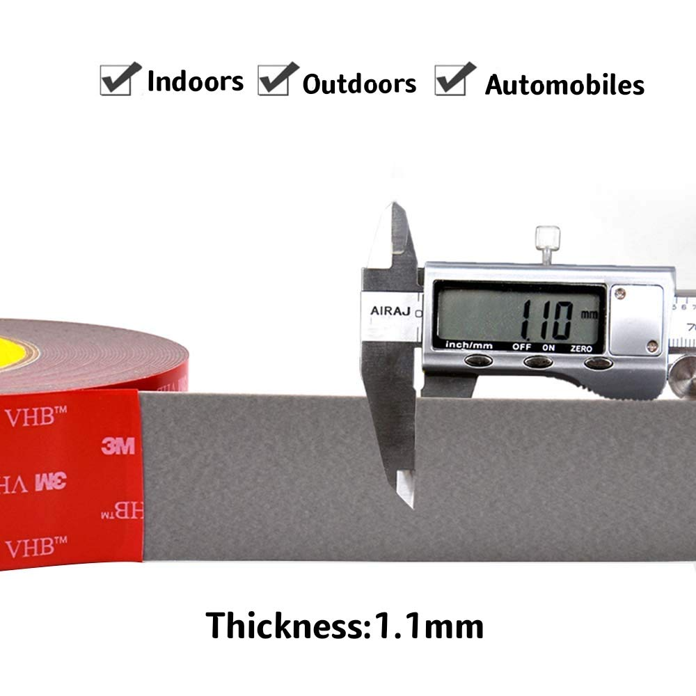 Double Sided Tape, Heavy Duty Mounting Tape, Very High Bond Waterproof Foam Tape, for LED Strip Lights, Car Decor, Home Decor and Office Decor (Gray,0.78 Inch X 15.6Ft)， Made of 3M Tape image number 3