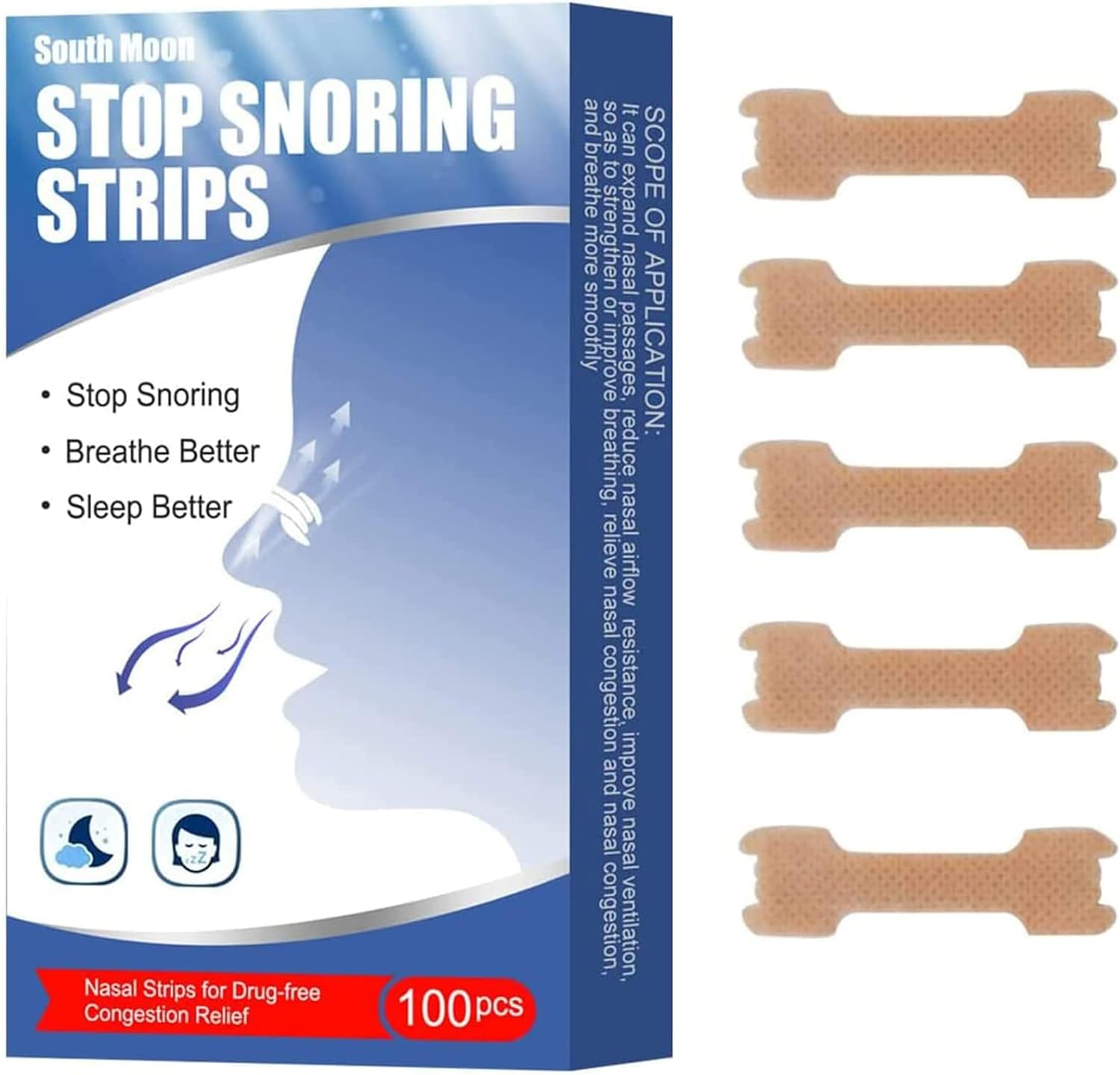Nasal Strips for Snoring, Large 100 Pack - Extra Strength anti Snoring Solution for Men, Women -Snore Less - Stuffy Nose Relief for Congestion Clears Air Way to Breathe Better - Sleep Right image number 4