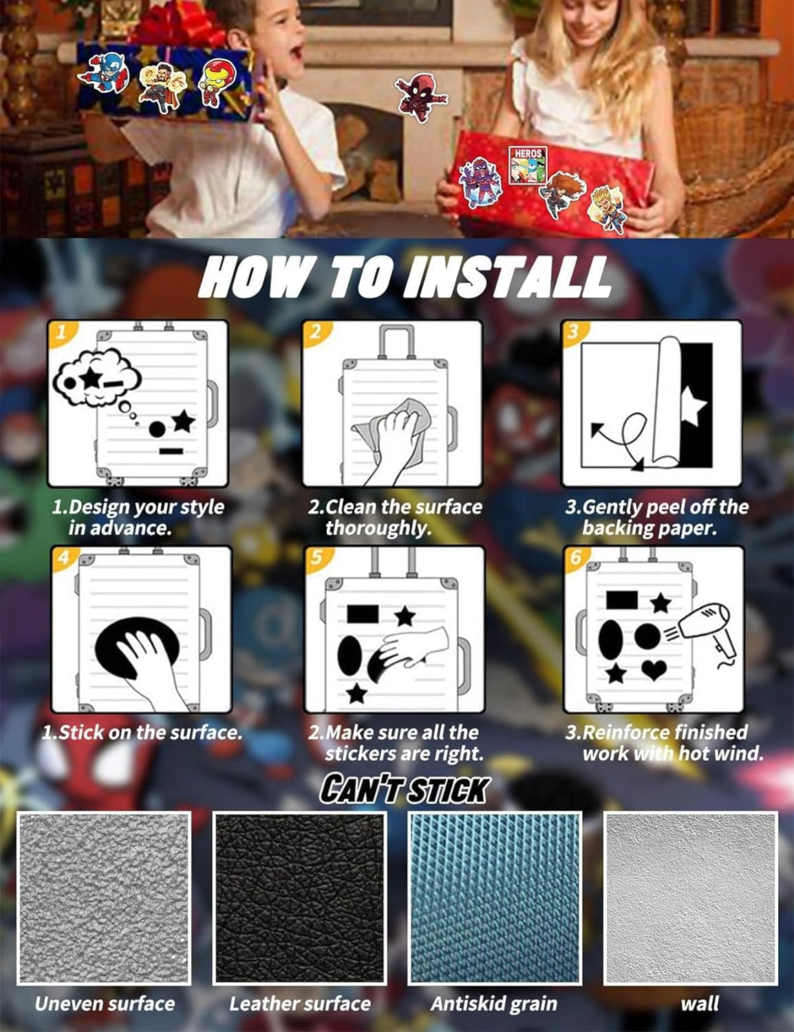 24 Sheets Cartoon Stickers, Laptop Stickers, Waterproof Stickers, Anime Character Stickers, Cute Cartoon Sticker, Comic Legends Stickers, Party Gift, Superhero Decals for Teens Boys Girls image number 2