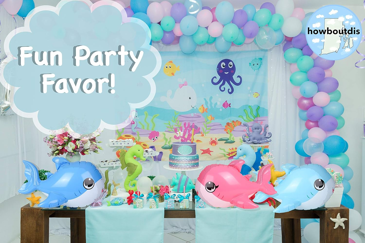 (3 Pack) of Fun Inflatable Pup Sharks- Blue, Light Blue and Pink -Perfect for Birthday Parties, Pool Parties or Even Bathtub Play! Everyone Will Love These Cute Inflates!