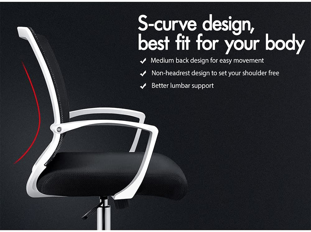 ALFORDSON Mesh Office Chair with Sgs-Approved Gas-Lift and 120&deg; Tilt, Mid Back Executive Computer Desk Chair, Fabric Seat Gaming Racing Chair, Max 180Kg Loading(Ford Black) image number 5