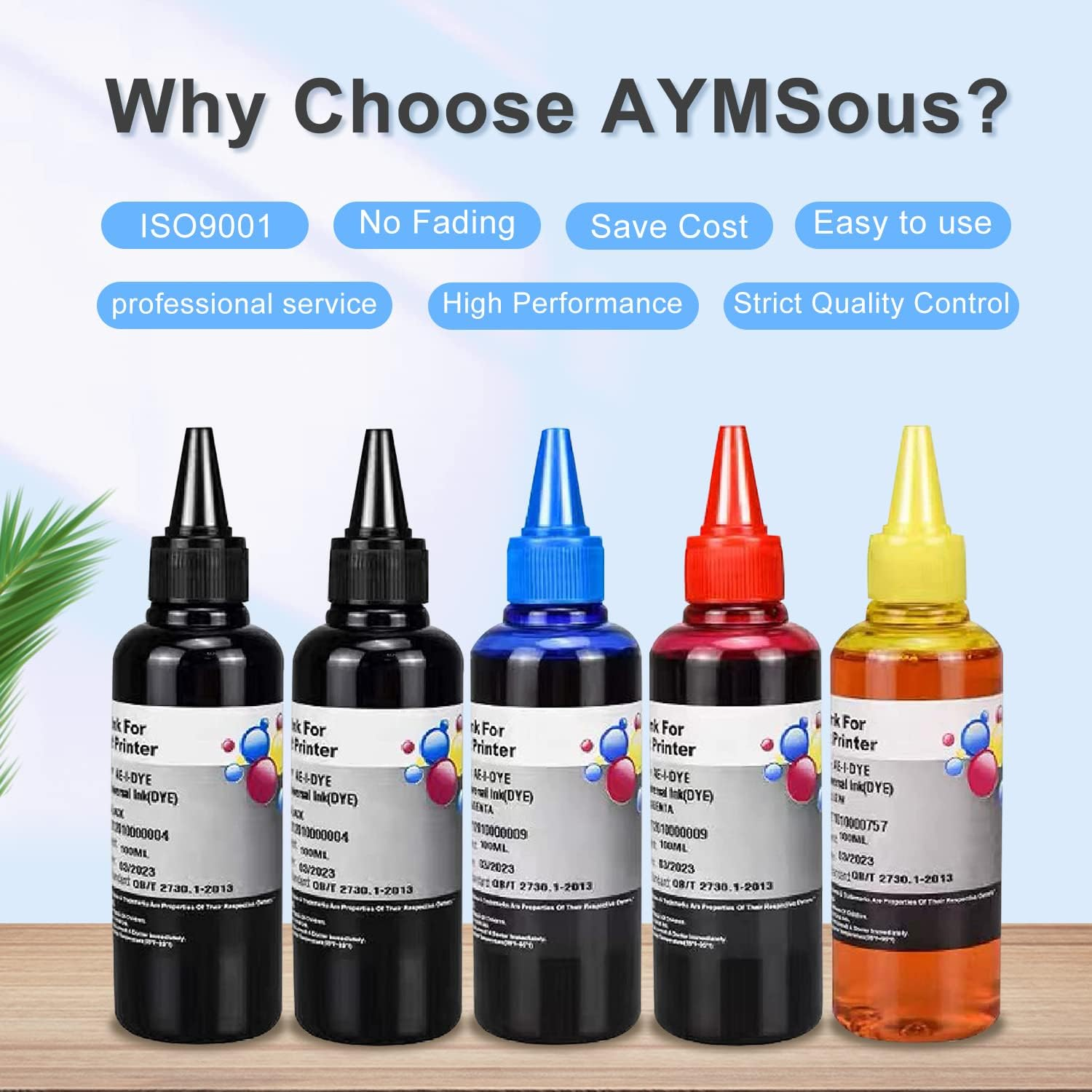 Ink Refill Kit for HP 60 61 63 64 65 902 932 952 950 951 564 Refillable Ink Cartridge for HP Envy 4500 4520 5643 Officejet 6500A 6500 6000(5X100Ml 2 Black, 1 Cyan. 1 Magenta, 1 Yellow)