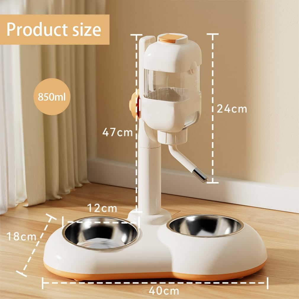 Dog Drinking Fountain with Stand, Pet Standing Drinking Fountain Bowl Removable, Double Bowl Adjustable Automatic Drinking Fountain, Pet Slow Drinking Bottle for Indoor Pet Water Feeding image number 4