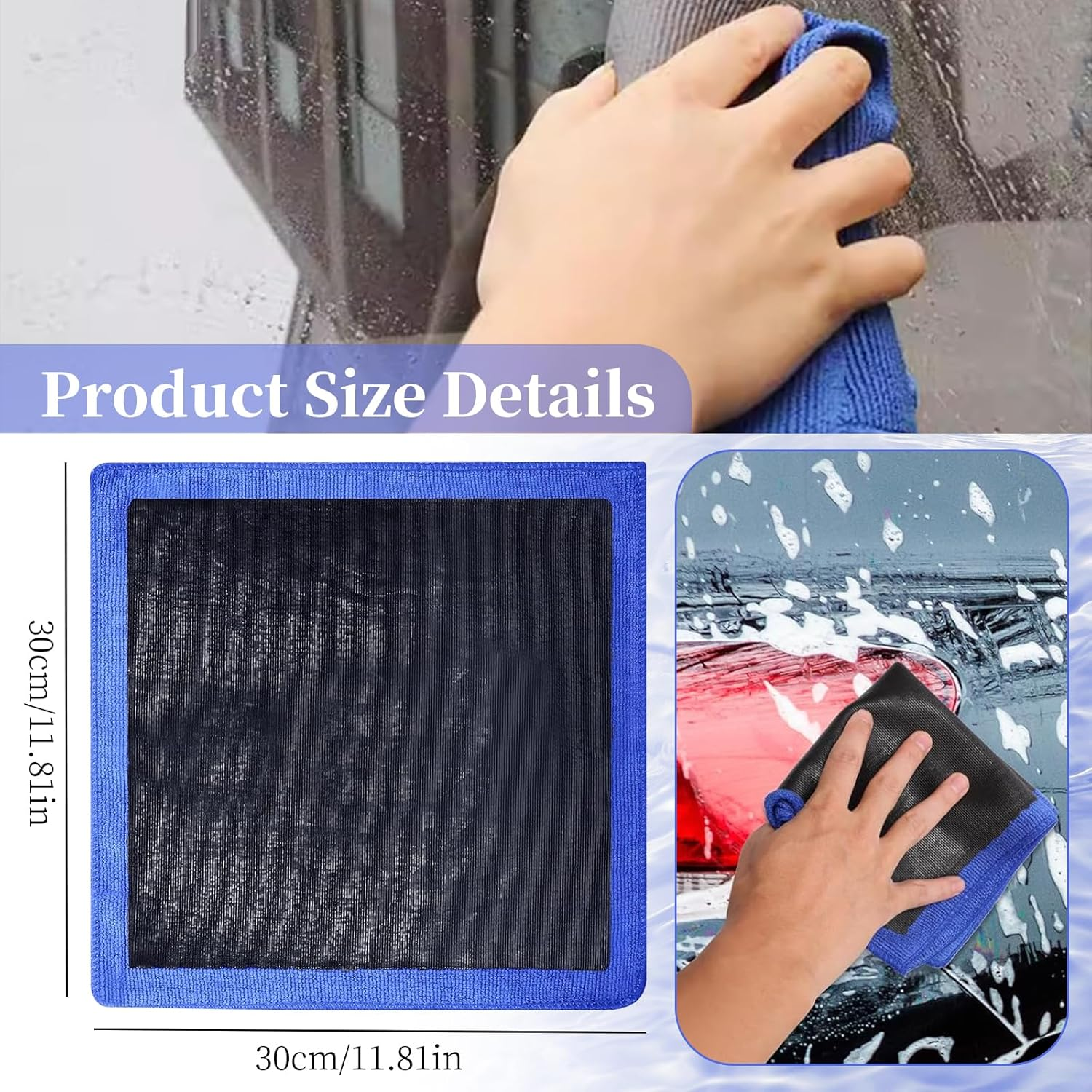 Magic Clay Car Wash Towel, Reusable Car Beauty Cleaning Cloth, Deep Cleaning Towel for Vehicle Paint, Glass, Windows & Headlights, Quick & Effortless Stubborn Contaminant Removal (Purple) - Yellow image number 6