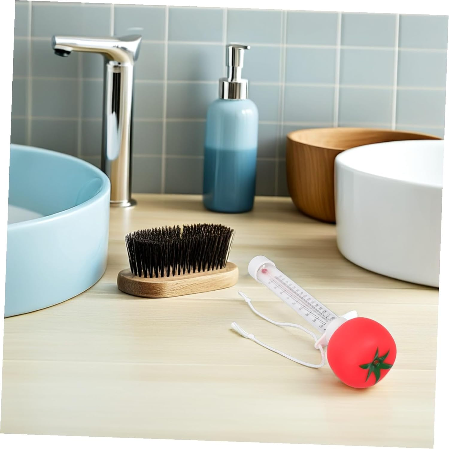 Generic Floating Water Thermometer with Design Easy-Read Large Display Tomato Shape Cartoon for Pools Spas Baths Indoor Outdoor Use image number 3