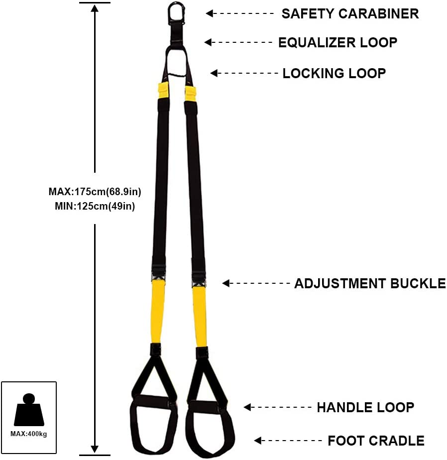 Suspension Trainer Kit,Bamb00 Sling Training with Door Anchor,Adjustable Multifunctional Fitness Band Set for Home Gym and Outdoor Professional Full-Body Workouts(1,Black Yellow) image number 2