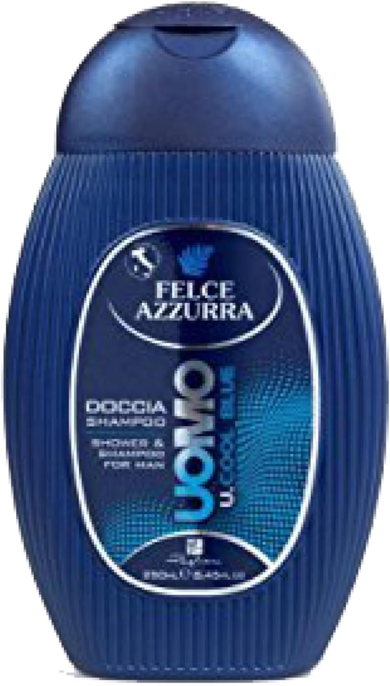Felce Azzurra Man Shower Gel Cool Blue 2 in 1 Energising Shower Gel and Shampoo with Refreshing Fragrance for a Good Start to the Day - Pack of 1 (1 X 250 Ml)