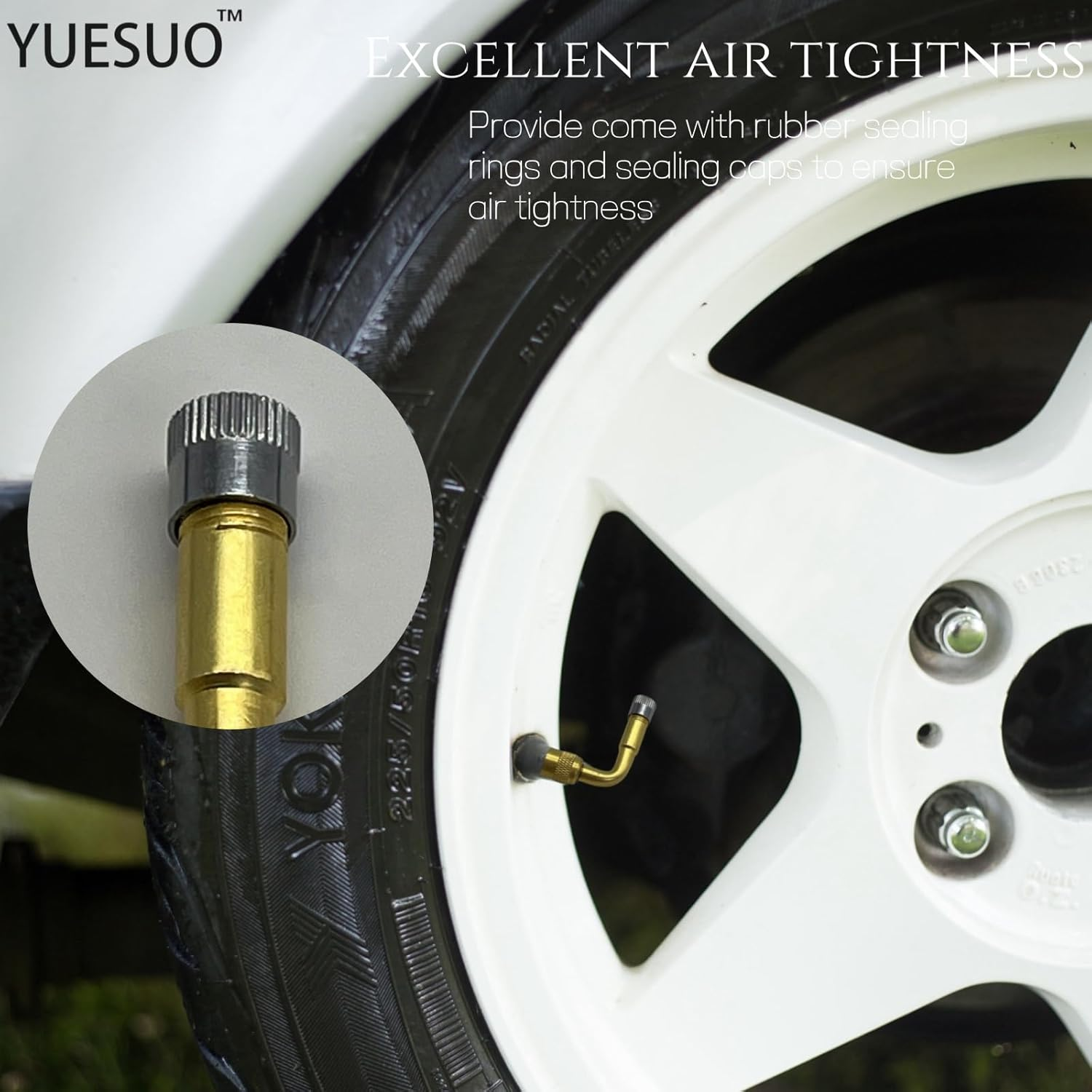 YUESUO 2 PCS Tire Valve Extension 90 Degree Brass Tire Valve Stem Extension Universal Valve Stem Extensions Suitable for Most Cars (Gold 2-Pack) image number 1
