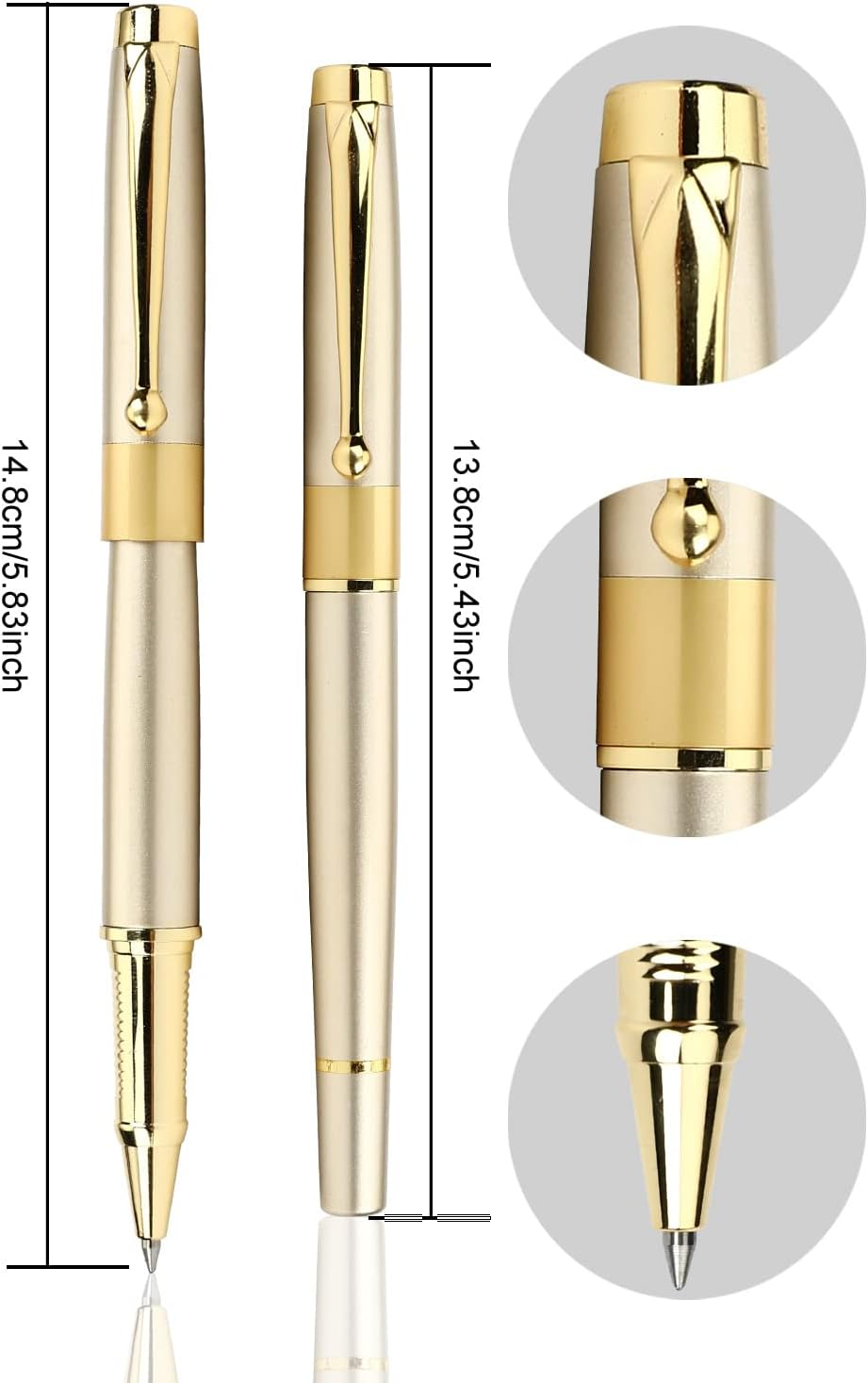 YIVONKA Ballpoint Pen Black Refill,Luxury Ballpoint Line Width 0.5Mm,Best Ball Pen Gift Set for Men & Women Professional Executive,Office,Nice Ballpens Classy Gift Box (Gold) - 2 Gold image number 3