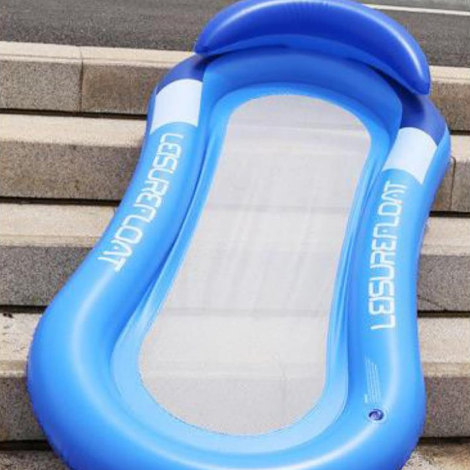 Tanning Pool,Inflatable Floating Row, Collapsible with Backrest,Inflatable Sofa Floating Bed for Adults, Water Lounge Chair Toy, Blue image number 4