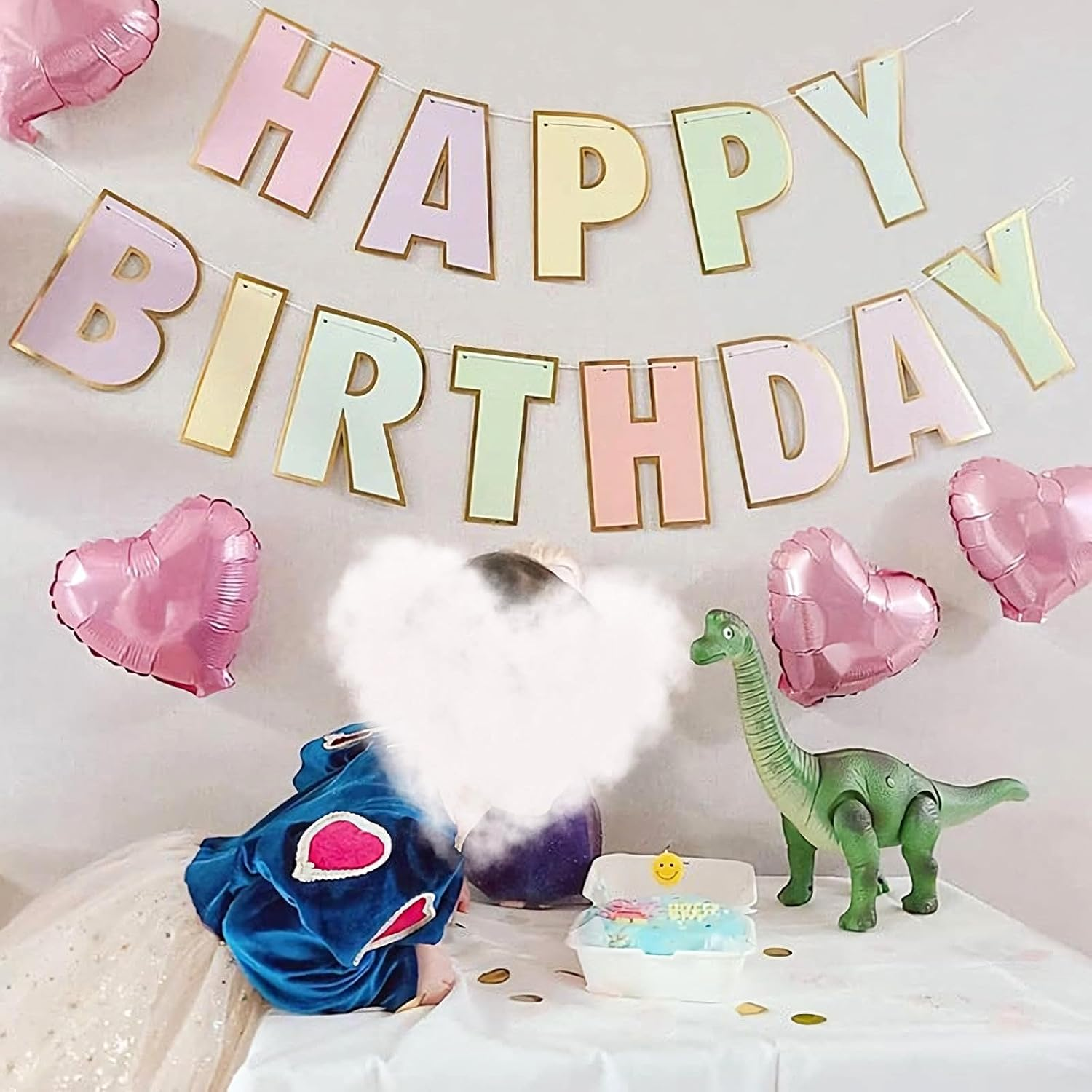 Macaron Happy Birthday Banner - Pre-Strung, 9 Ft | Birthday Decor, Backdrop | Banner for Women, Kids image number 1