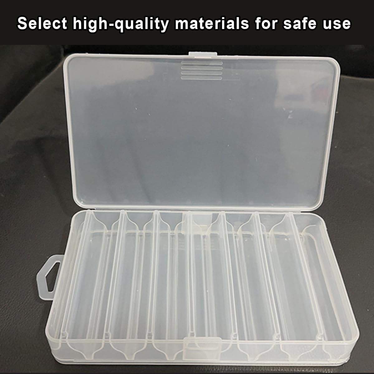 AIMALL Fishing Tackle Box with Dividers, 5-Grid Bait Storage Box, Double/Single Layer Plastic Lure Organiser, Waterproof Fishing Gear Box image number 2