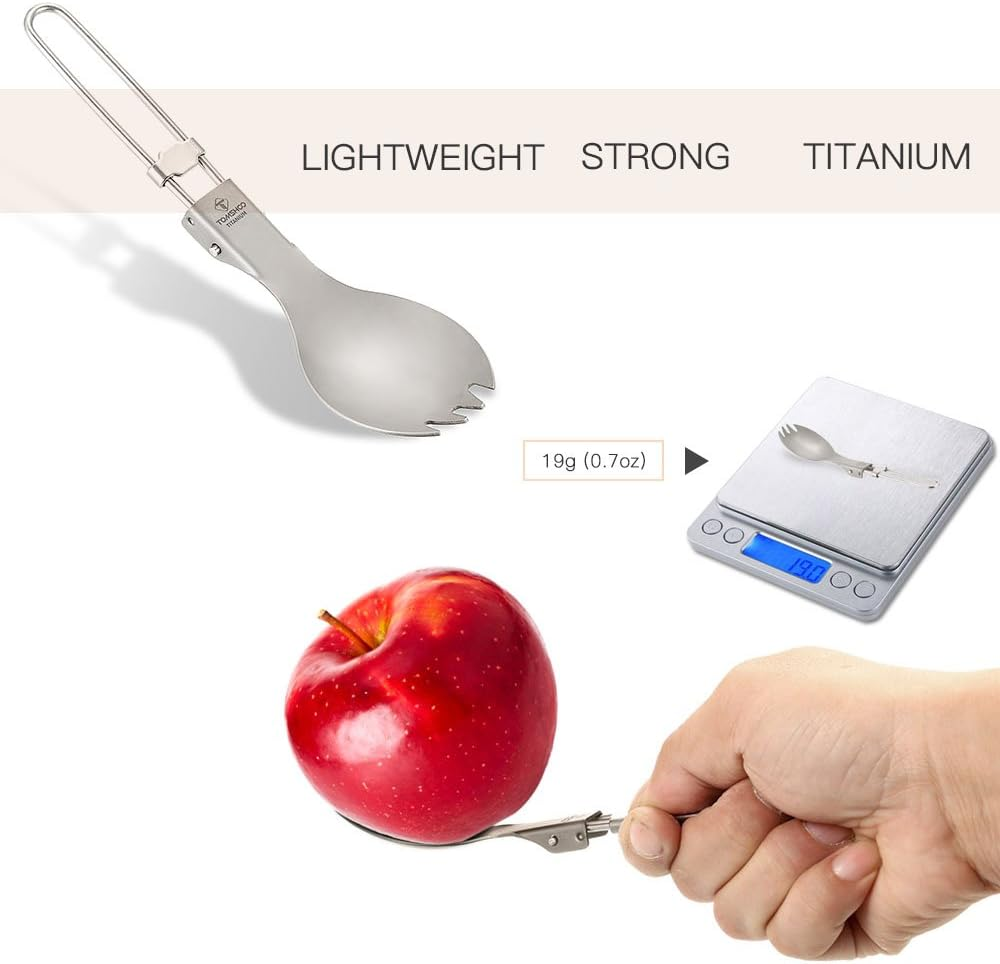 Titanium Folding Spork Outdoor Camping Hiking Backpacking Dinner Spork U Il Tableware BBZY image number 1