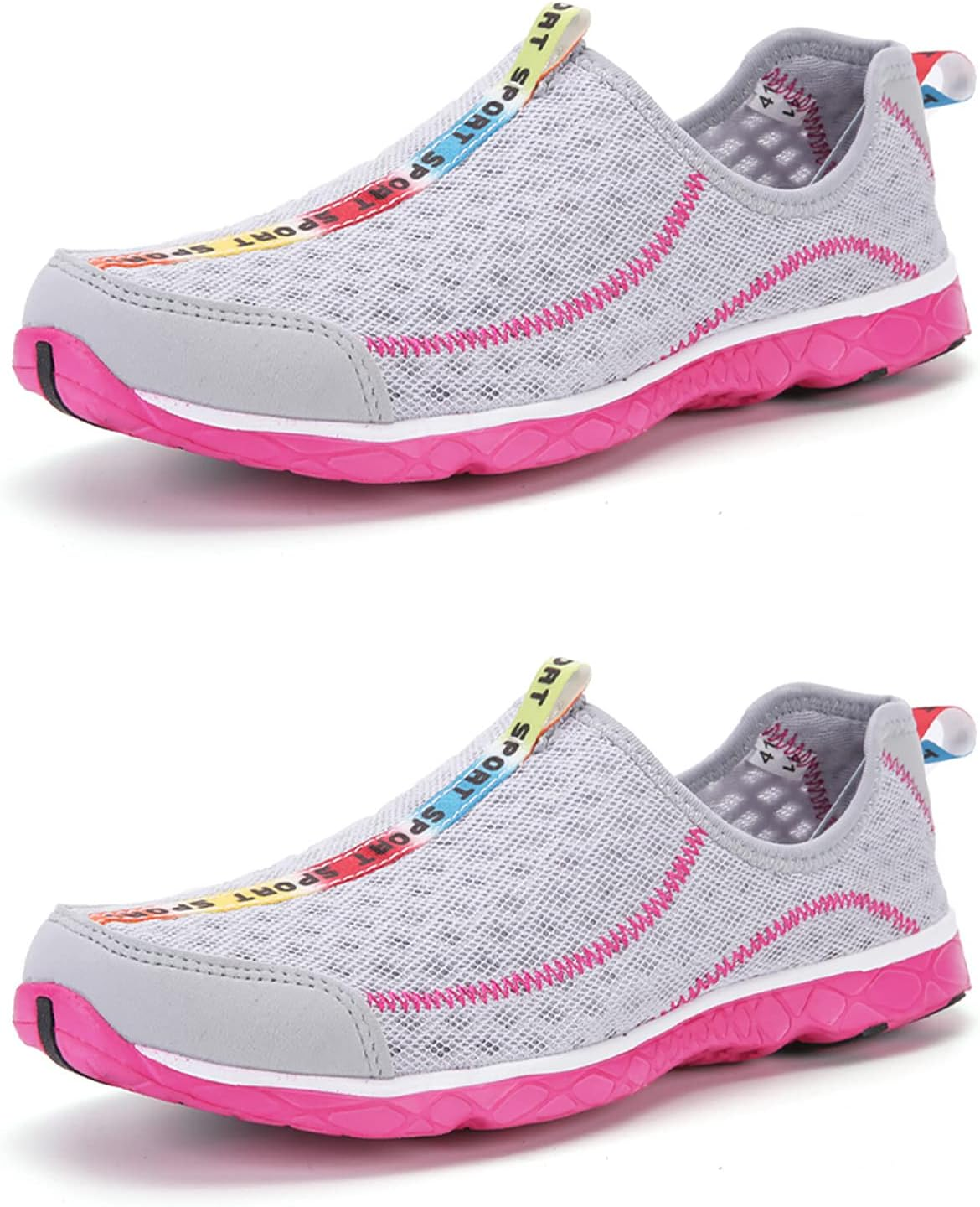 OYUEGE Womens Quick Drying Water Shoes for Beach Water Sports Light Soft Nonslip Walking Beach Running Shoes (Grey 27.0 Cm) image number 6