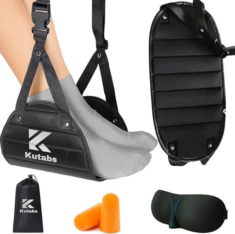 Foot Hammock for Plane or Travel Pillow - Airplane Foot Hammock and Plane Foot Rest - Ultimate Travel Accessories with Sleep Mask and Ear Plugs (One Pack) image number 6