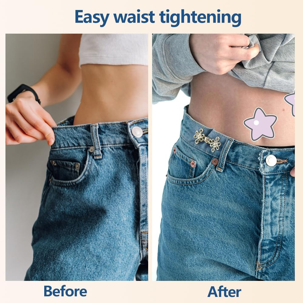 6Sets Chinese Knot Pant Waist Tightener Adjuster Jean Buttons for Loose Jeans Waistband Tightener No Sew Buttons Pants Button Tightener Jean Button Pins Adjustable Waist Buckle Pants Clips for Waist image number 2