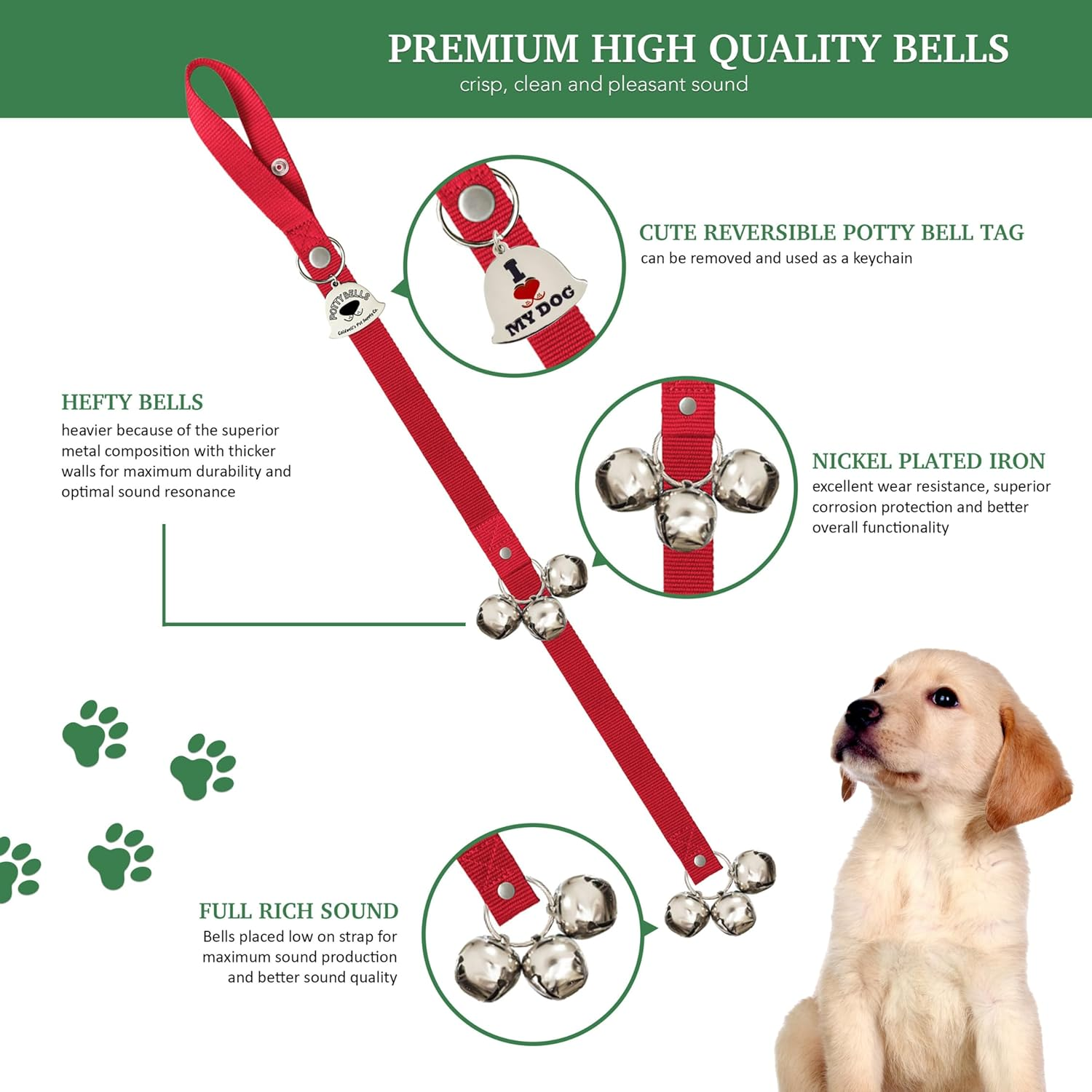 Caldwell'S Dog Potty Bell for Dogs to Ring to Go outside - the Original Dog Door Bell for Potty Training - Premium Quality Dog Training Tools & New Puppy Essentials image number 4