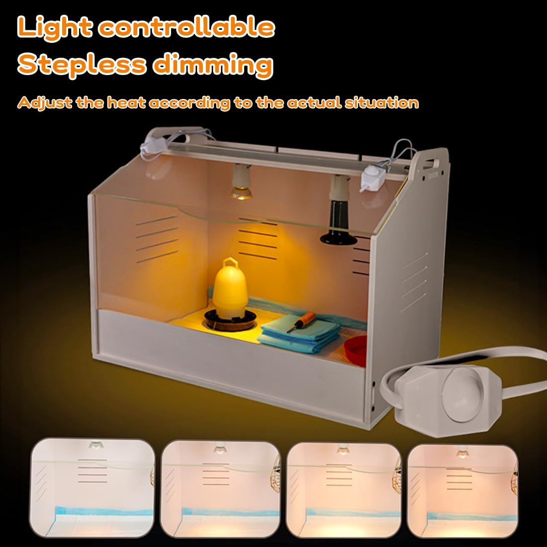 Heater Breeding Box Brooder for Poultry/Reptile/Parrots with Heating Lamp, Warms up to 20 Newborns Chicken, 48 Cm L X 30 Cm D X 32 Cm H (M)