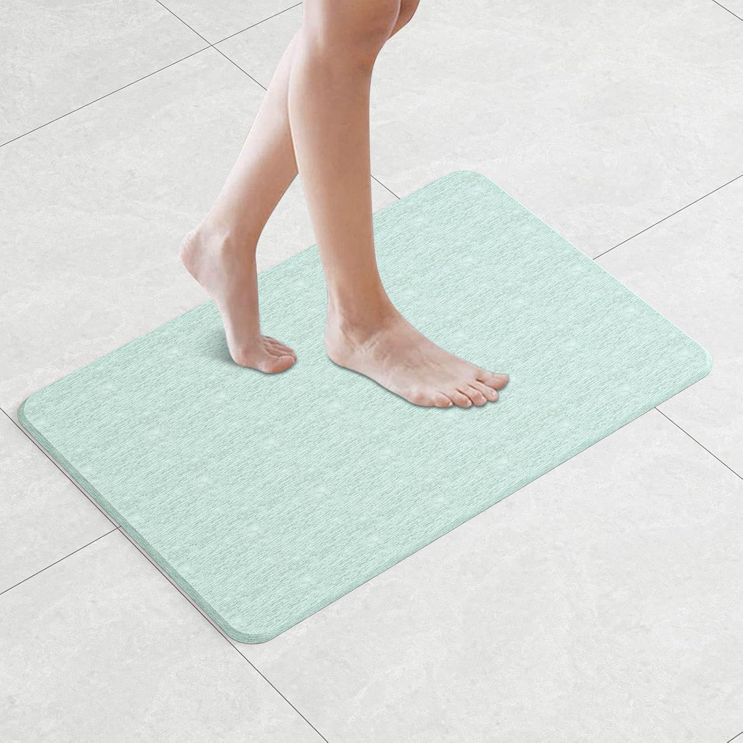 DAWNTREES Stone Bath Mat, Diatomaceous Earth Shower Mat, Non-Slip Super Absorbent Quick Drying Bathroom Floor Mat, Natural, Easy to Clean image number 4