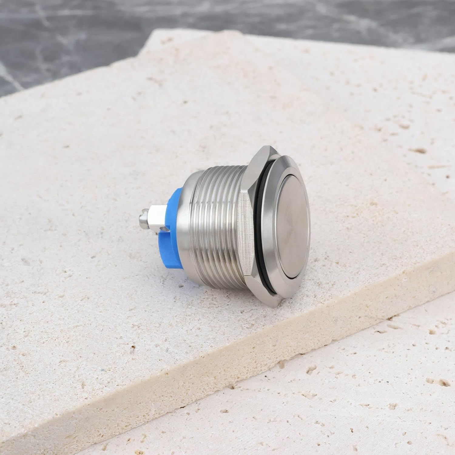 2PCS 22Mm Momentary Push Button Stainless Steel Starter Switch DC 5A 250V AC Thread Depth 13Mm for Cars Motorcycles Boats Momentary Contact Switch