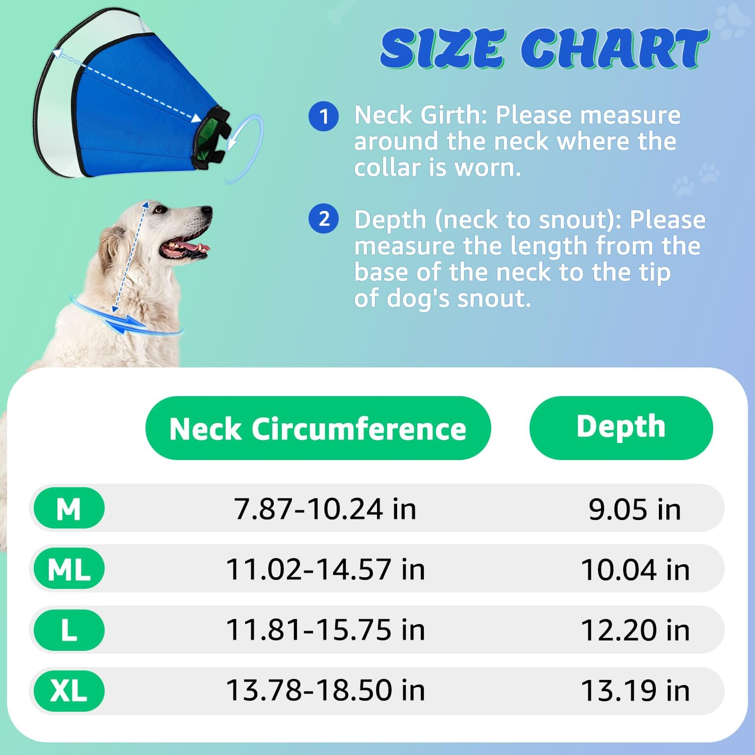 Slowton Cone for Dogs after Surgery - Soft Protective Neck Collar for Pet Recovery Adjustable Elizabethan Cone Collar for Large Medium Small Dogs and Cats Help Wound Healing Biting Licking Scratching