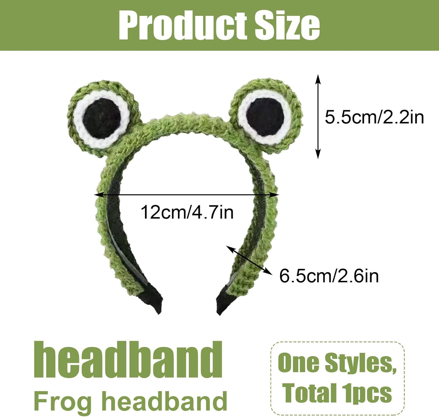 AEGYPIUS Frog Headband Adult, 4.72 Inches Green Frog Eyes Headband Kawaii Head Band Eye Accessories for Women for Facial Beauty Routine image number 3