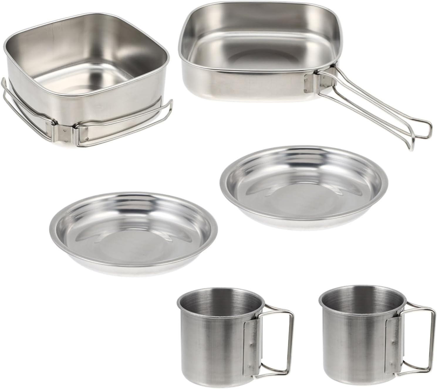 1Set Portable Outdoor Stainless Steel Cookware Set Camping Cooking Utensils for Hiking Picnics Outdoor Activities Lightweight and Easy to Use