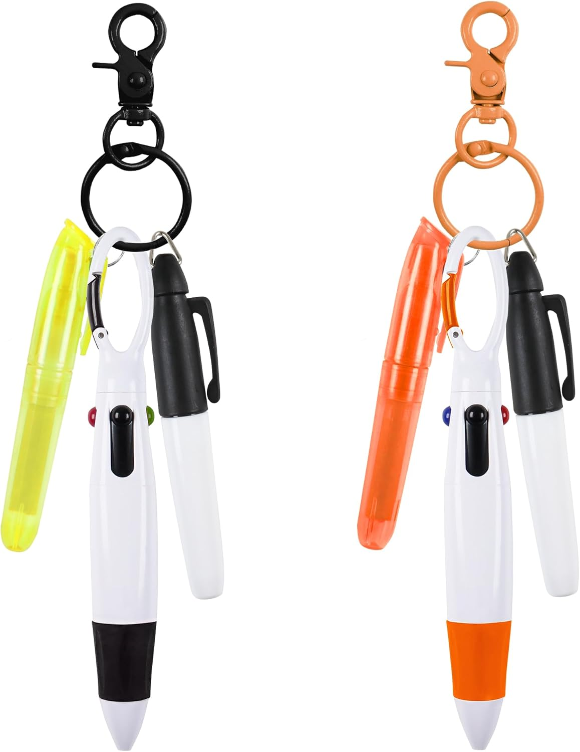 HOYDATE 8Pcs Mini Highlighter Nurse Pen Pack Set Nurse Pens for Badge Include Tip Highlighter 2 Permanent Marker Pens and 2 Retractable Ball Pen with 2 Nursing Keychain Clip (Rose Red+Blue)